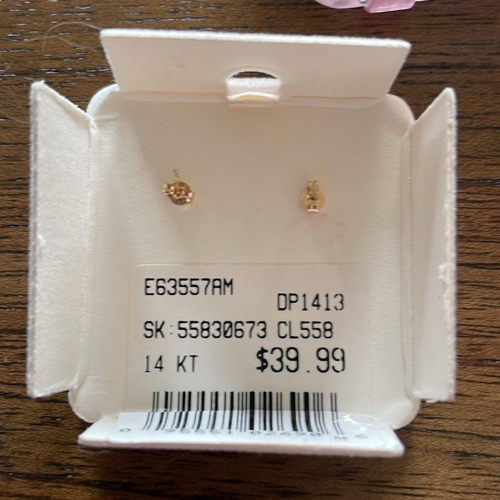 14kt Birthstone earrings June/Pink - Picture 4 of 5